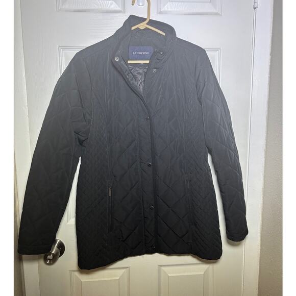 Lands' End  Womens Size 10 Black Pockets light Quilted Lined Jacket - Picture 1 of 9